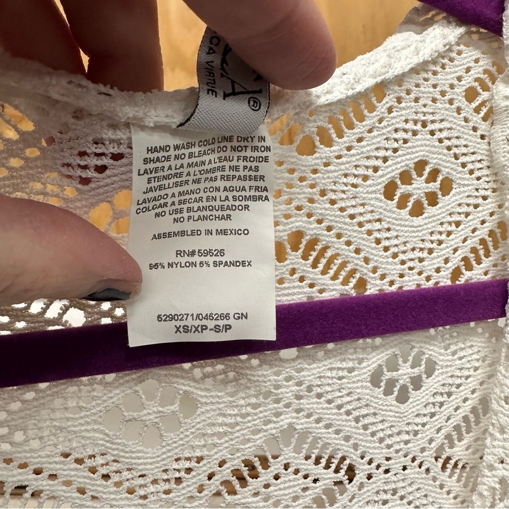 Becca Rebecca Virtue women’s swim cover up dress white lace size XS-S beach - Picture 6 of 7